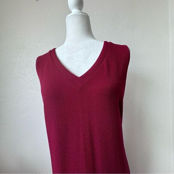 Susan Graver Sleeveless Dress Midi Style Passport Burgundy Size Small - Picture 4 of 11